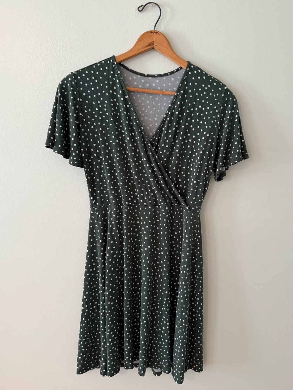 Green Polka Dot Wrap Dress